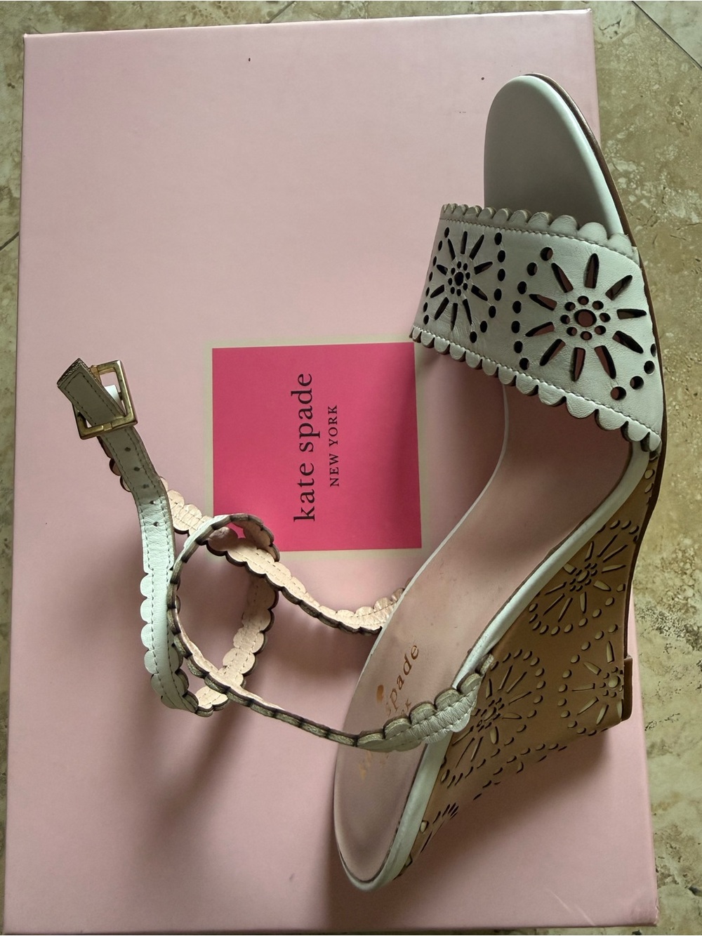 Kate Spade Iago Laser-Cut Wedge Sandals - Picture 4 of 7